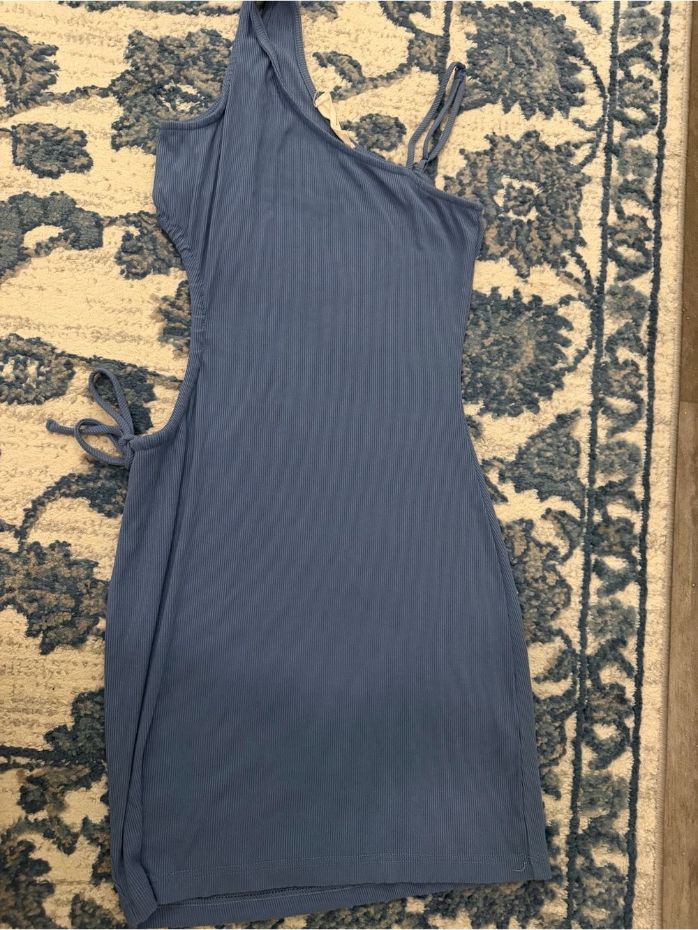 Blue One-Shoulder Tie-Side Women's Dress